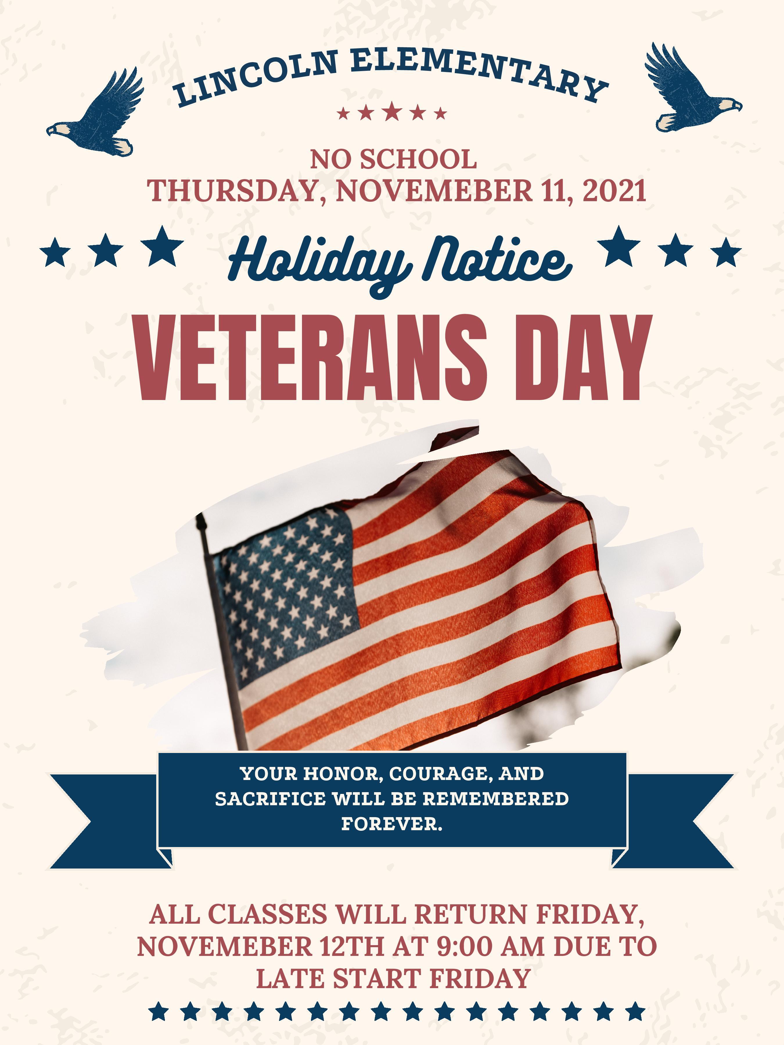 Veterans Day Holiday Notice 
