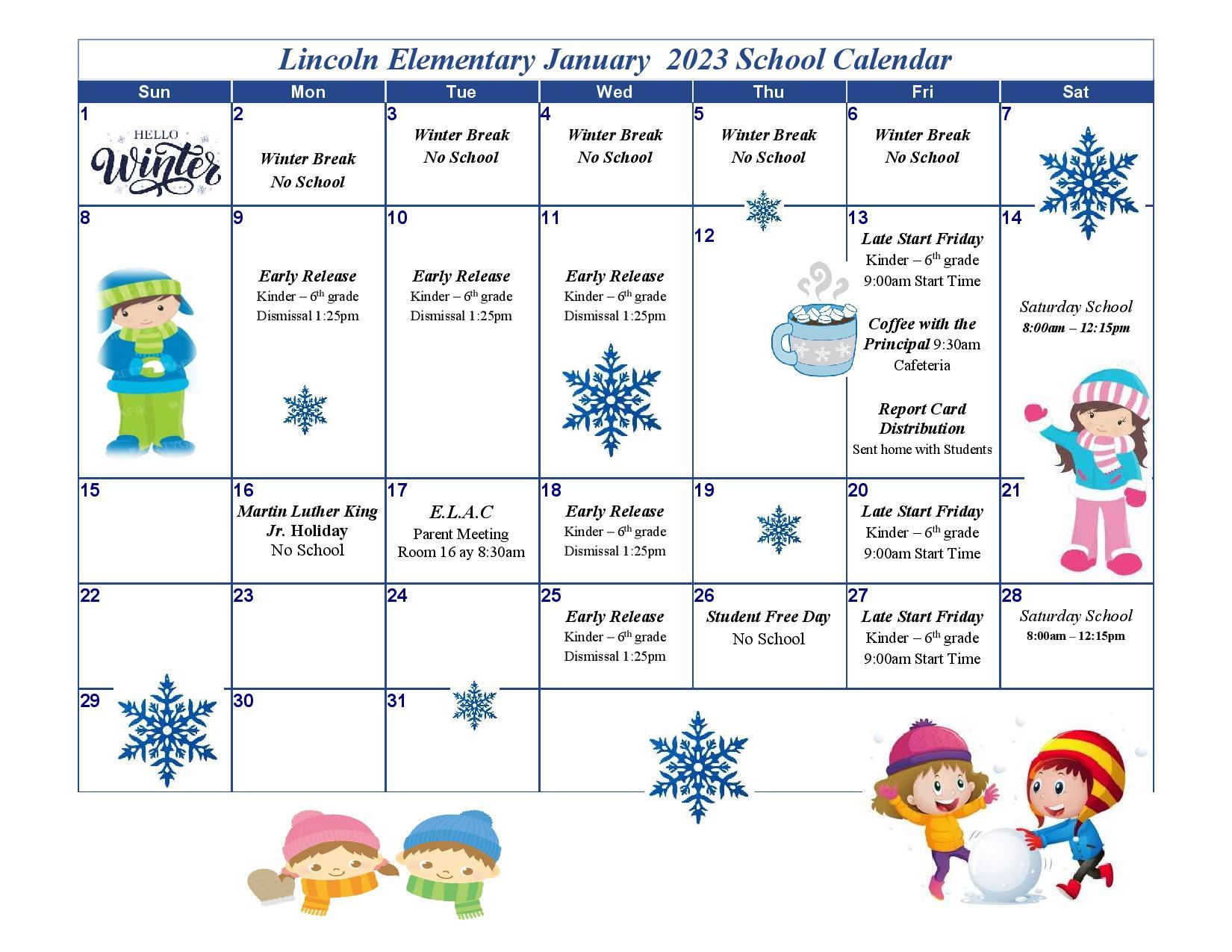 January School Calendar 